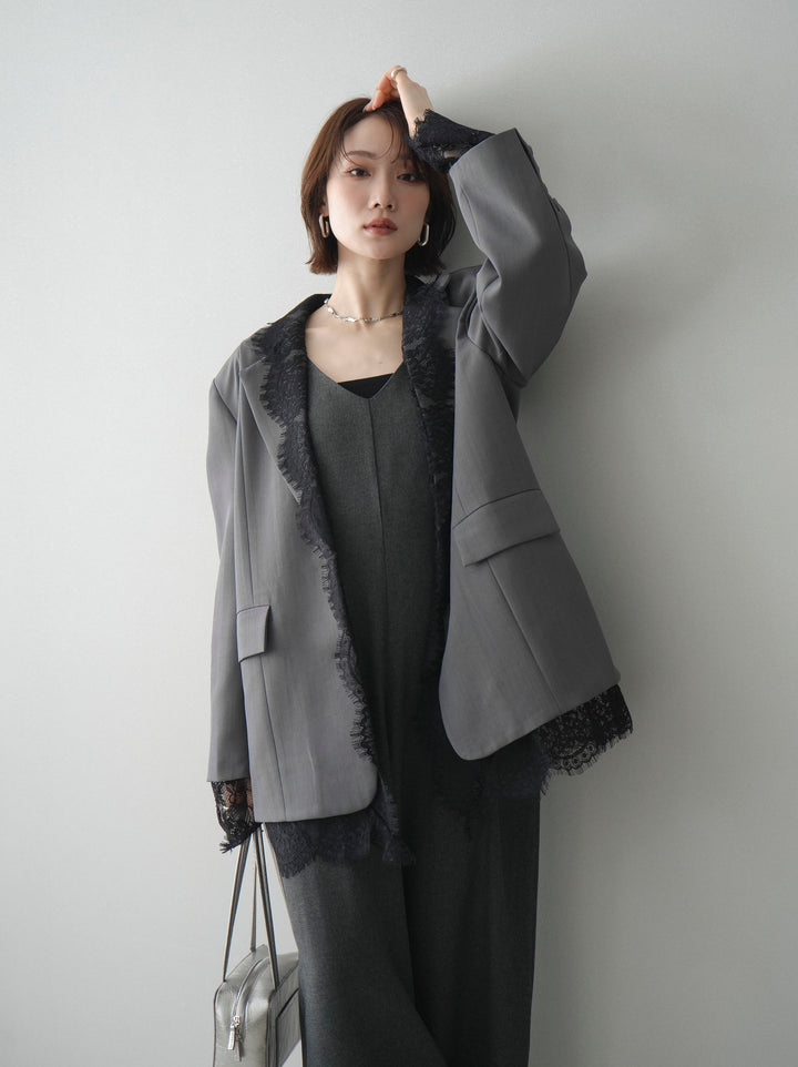 [予約]レースドッキングオーバージャケット/gray