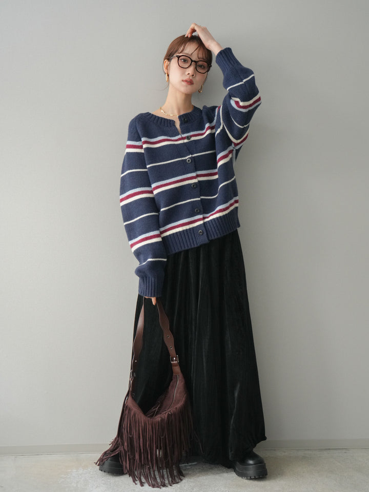 [予約]ワッシャーベロアプリーツスカート/black