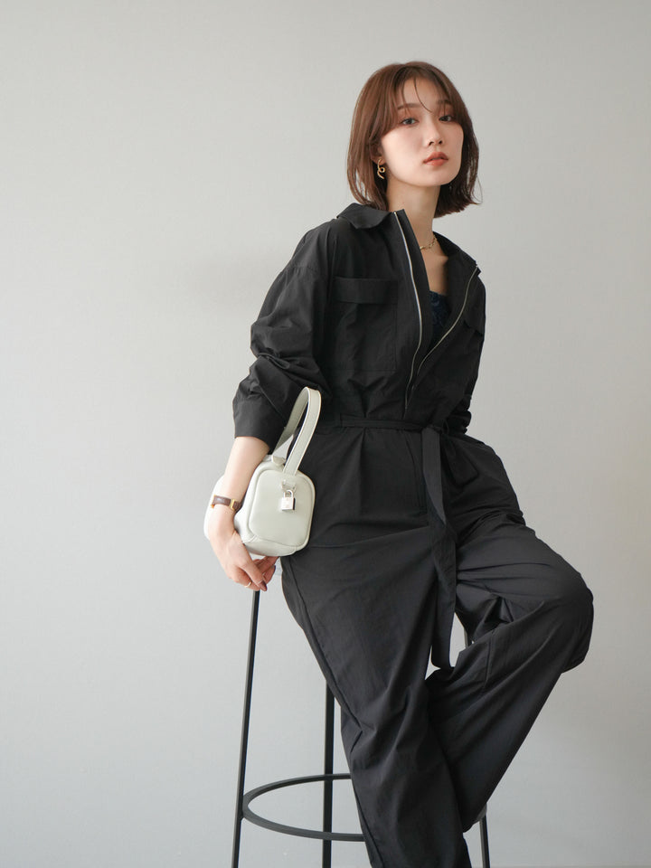 [予約]ナイロンジャンプスーツ/ブラック