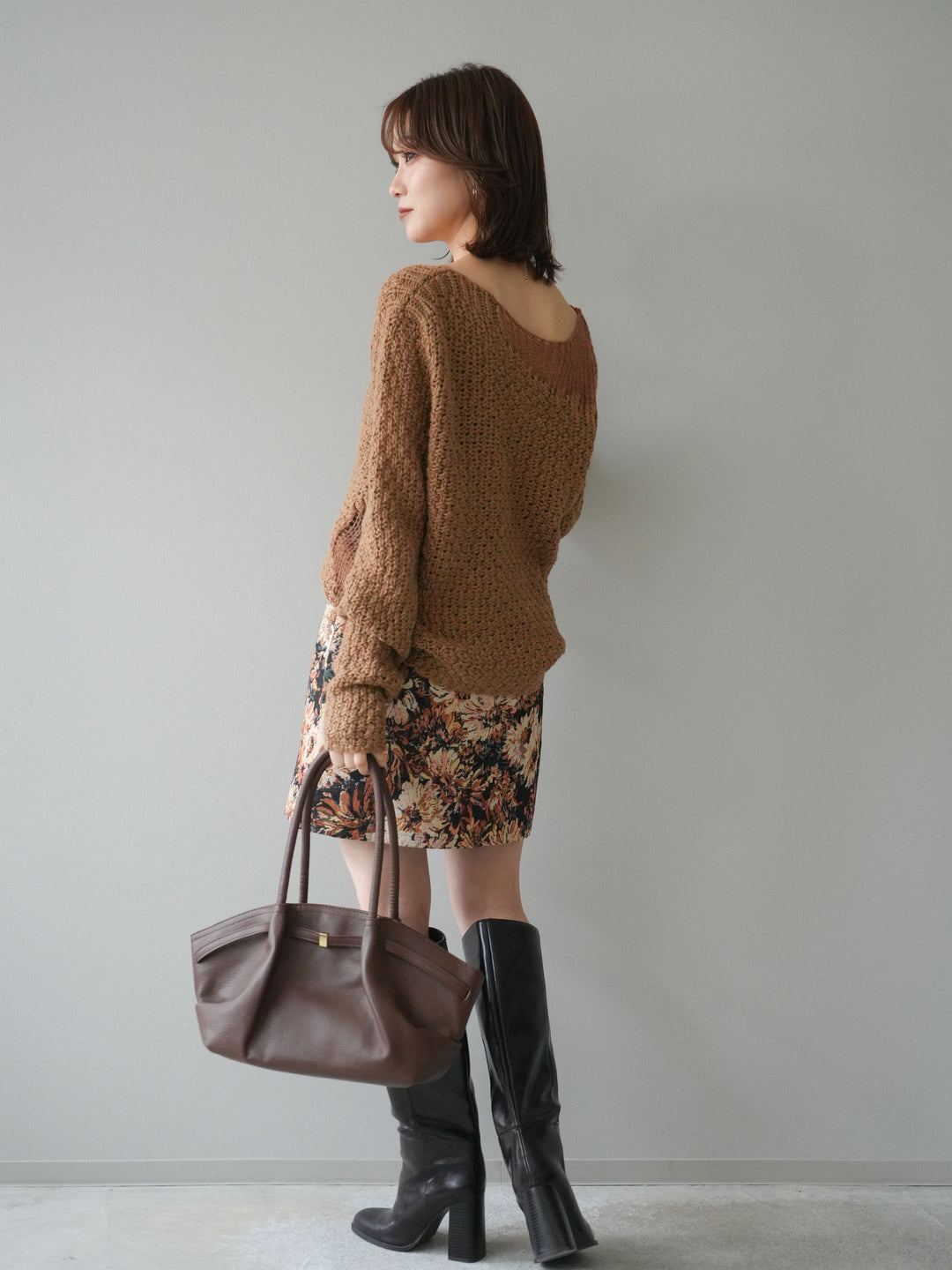 [予約]フロントZIPアソート柄ミニスカート/beigebigflower