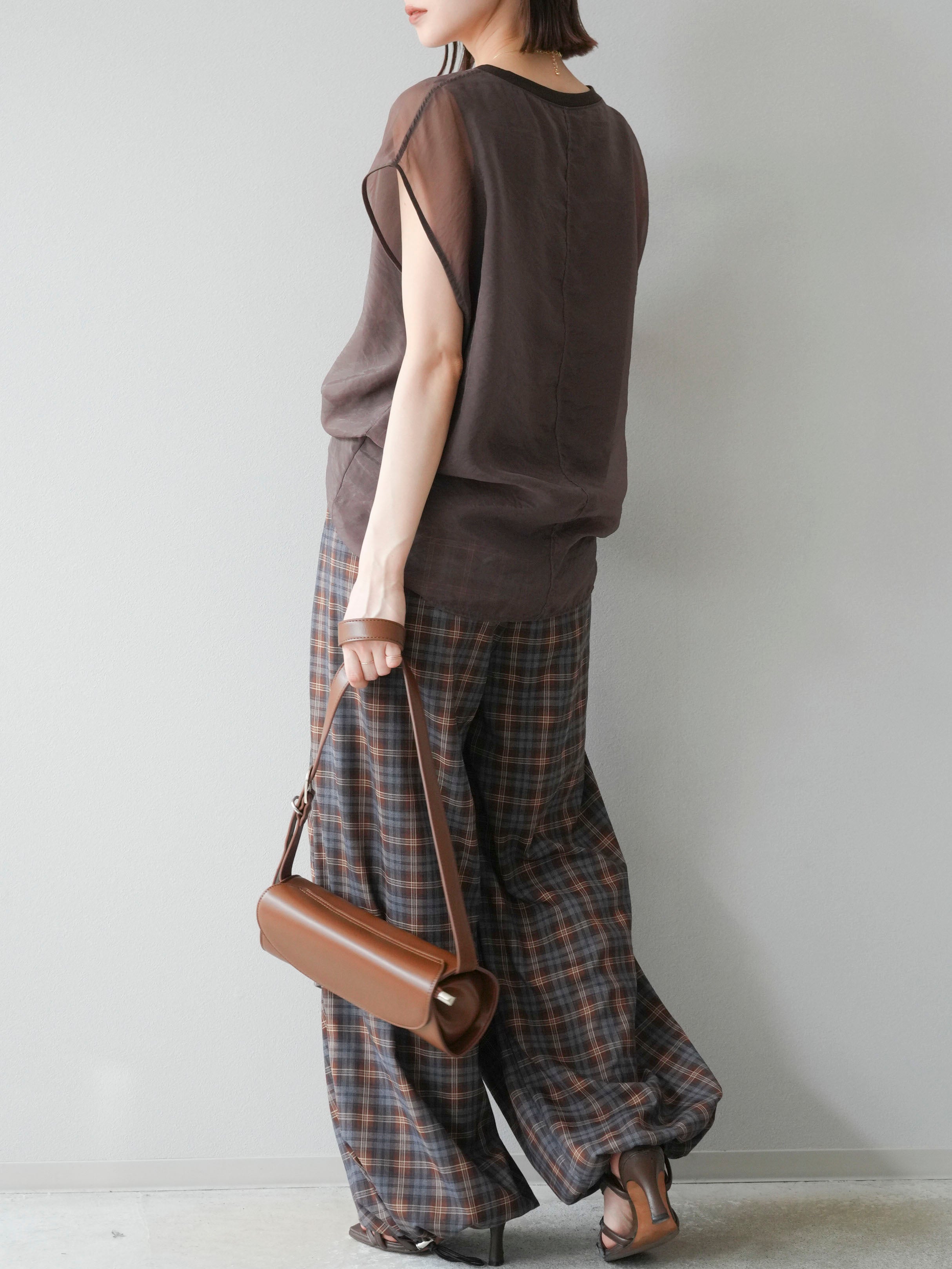 check high waist pants チェック パンツ ブラウン check high waist pants チェック パンツ ブラウン