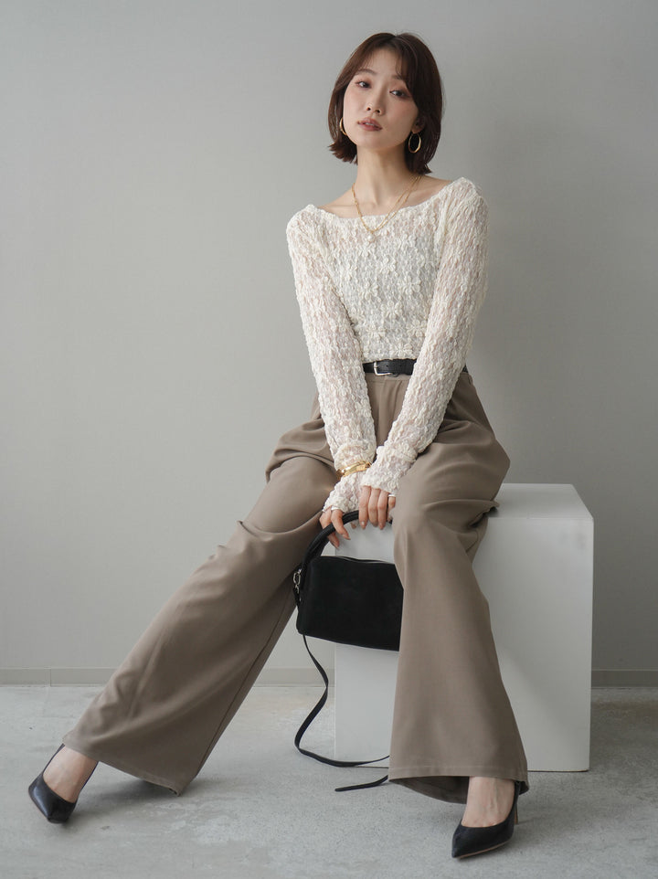 [SET]サイドギャザーレーストップス+サイドギャザーレーストップス(2set)