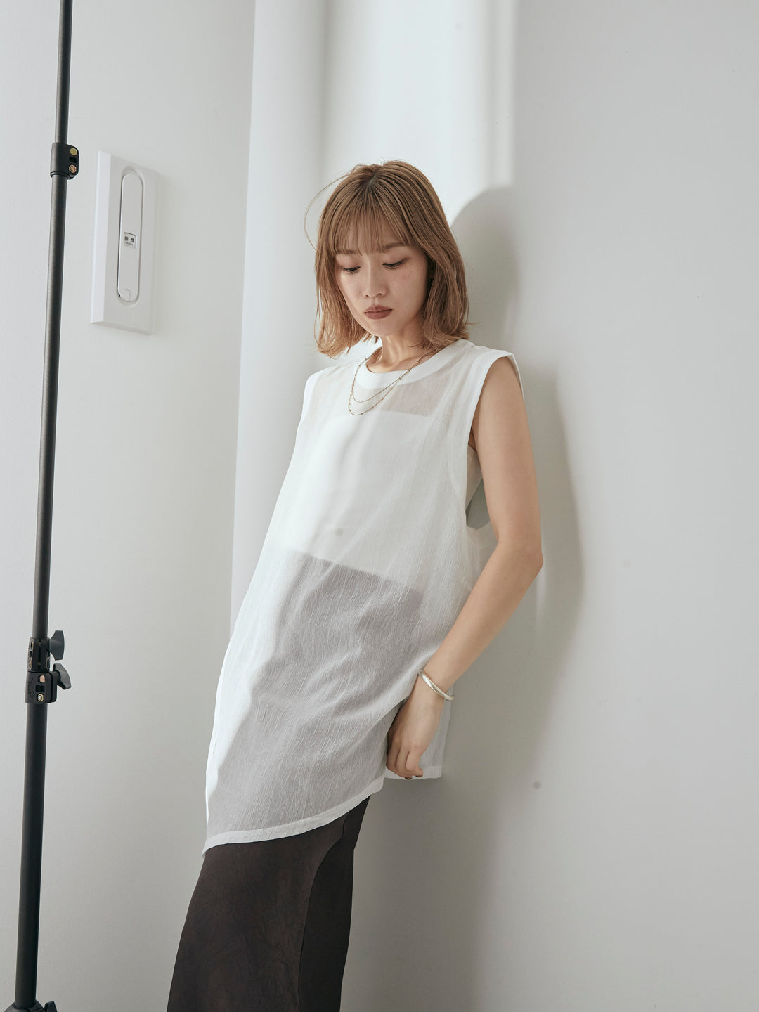 [予約]シアーワッシャーアシンメトリープルオーバー/ホワイト