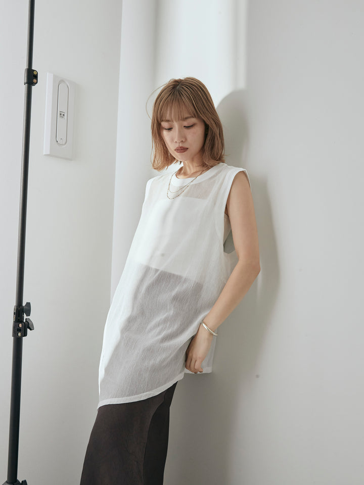 [予約]シアーワッシャーアシンメトリープルオーバー/ホワイト