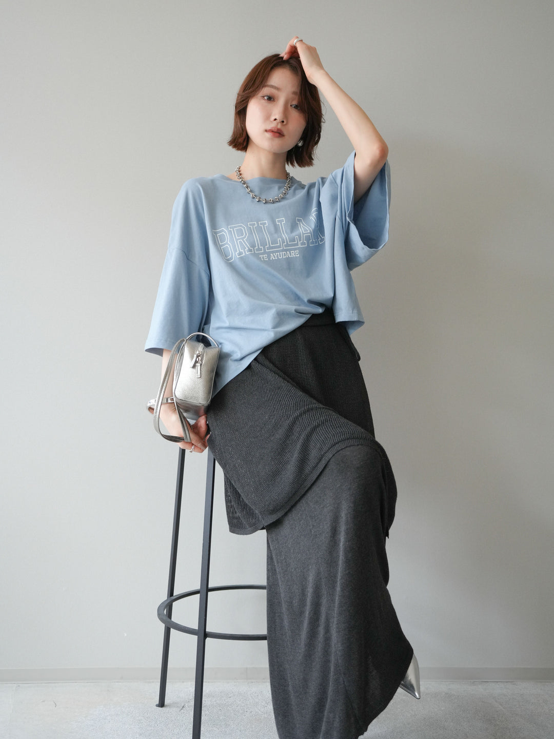 [予約]ボックスシルエットロゴTEE/blue