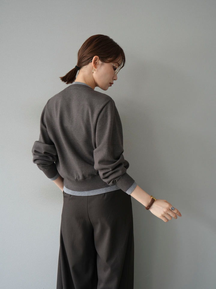 【SET】同色系疊穿開襟衫+雙褶寬褲（2件組）