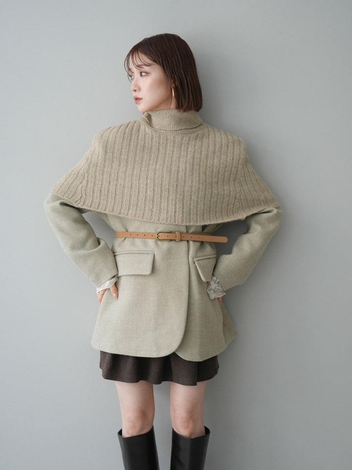 [20%オフ]ケープ付ノーカラージャケット/ivory