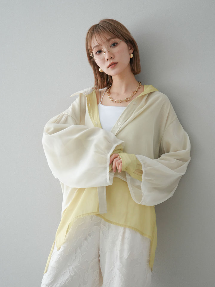[予約]シアーレイヤードシャツ/オフ