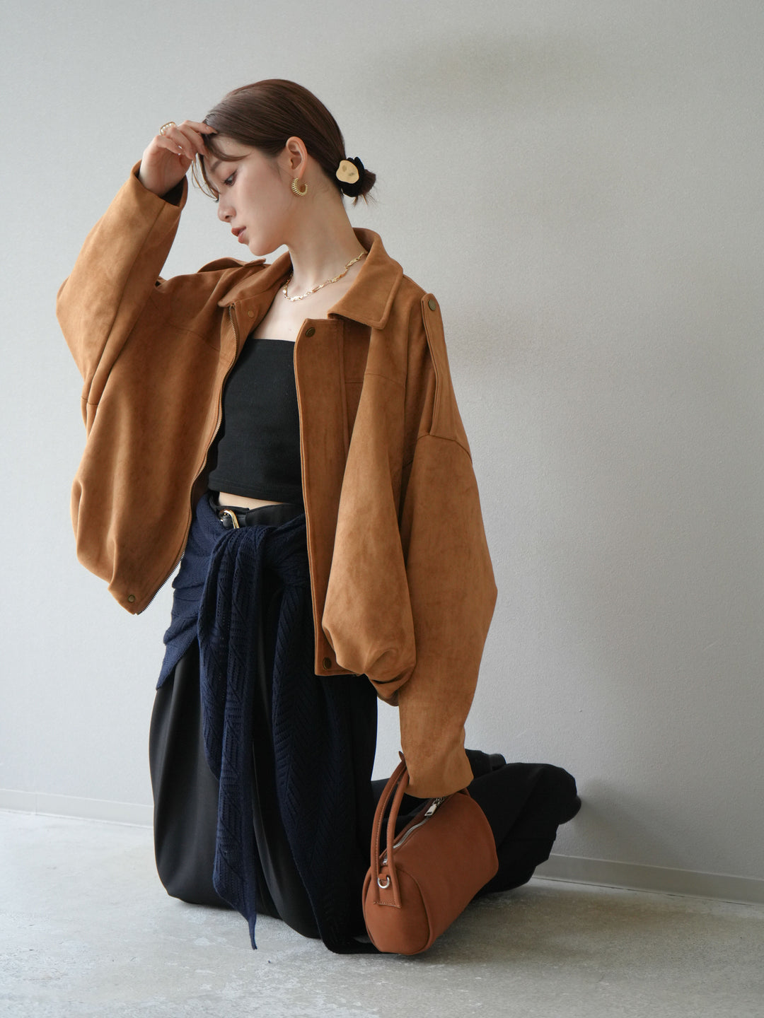 [予約]スウェードオーバーブルゾン/キャメル