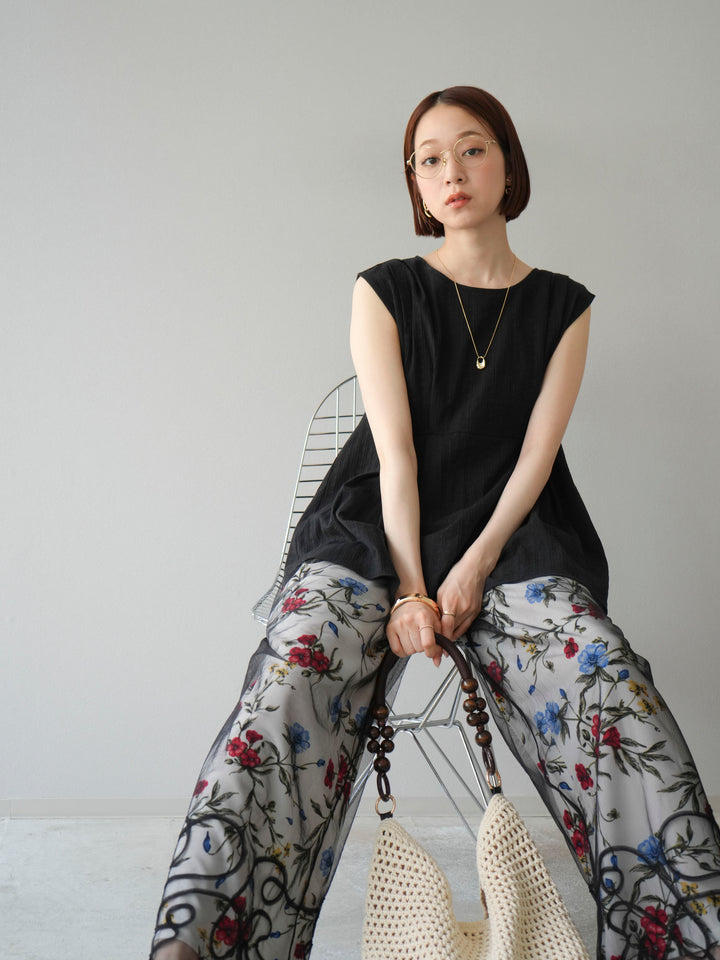 [予約]ドビーストライプタックブラウス/ブラック