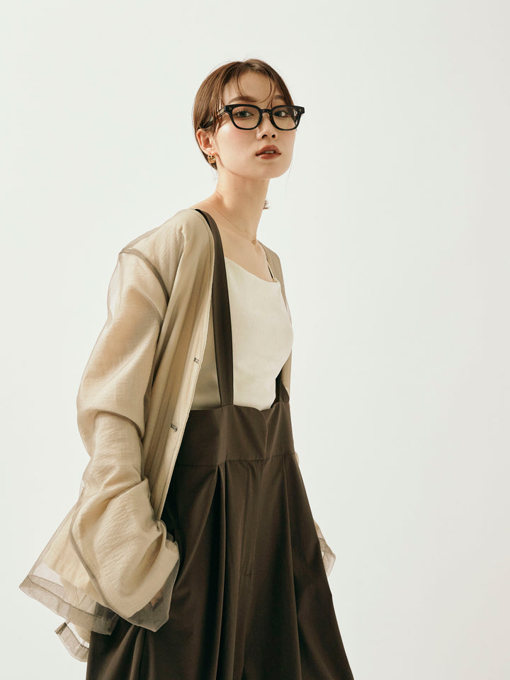 [予約]チュールレイヤードVジャケット/アイボリー