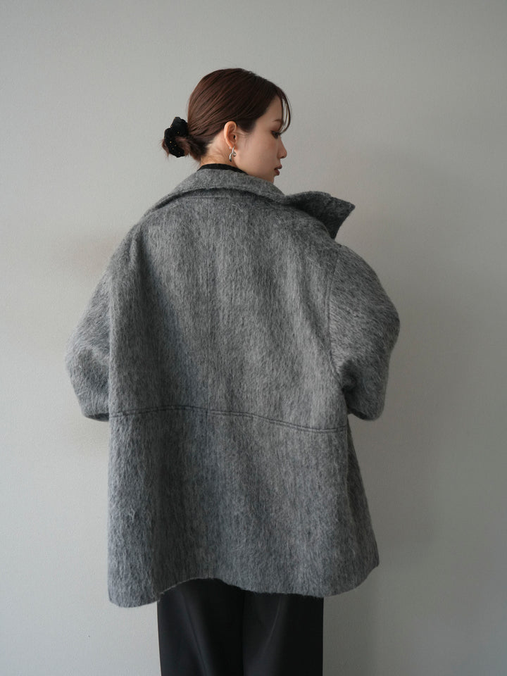 [予約]スタンドカラーシャギーコート/charcoal