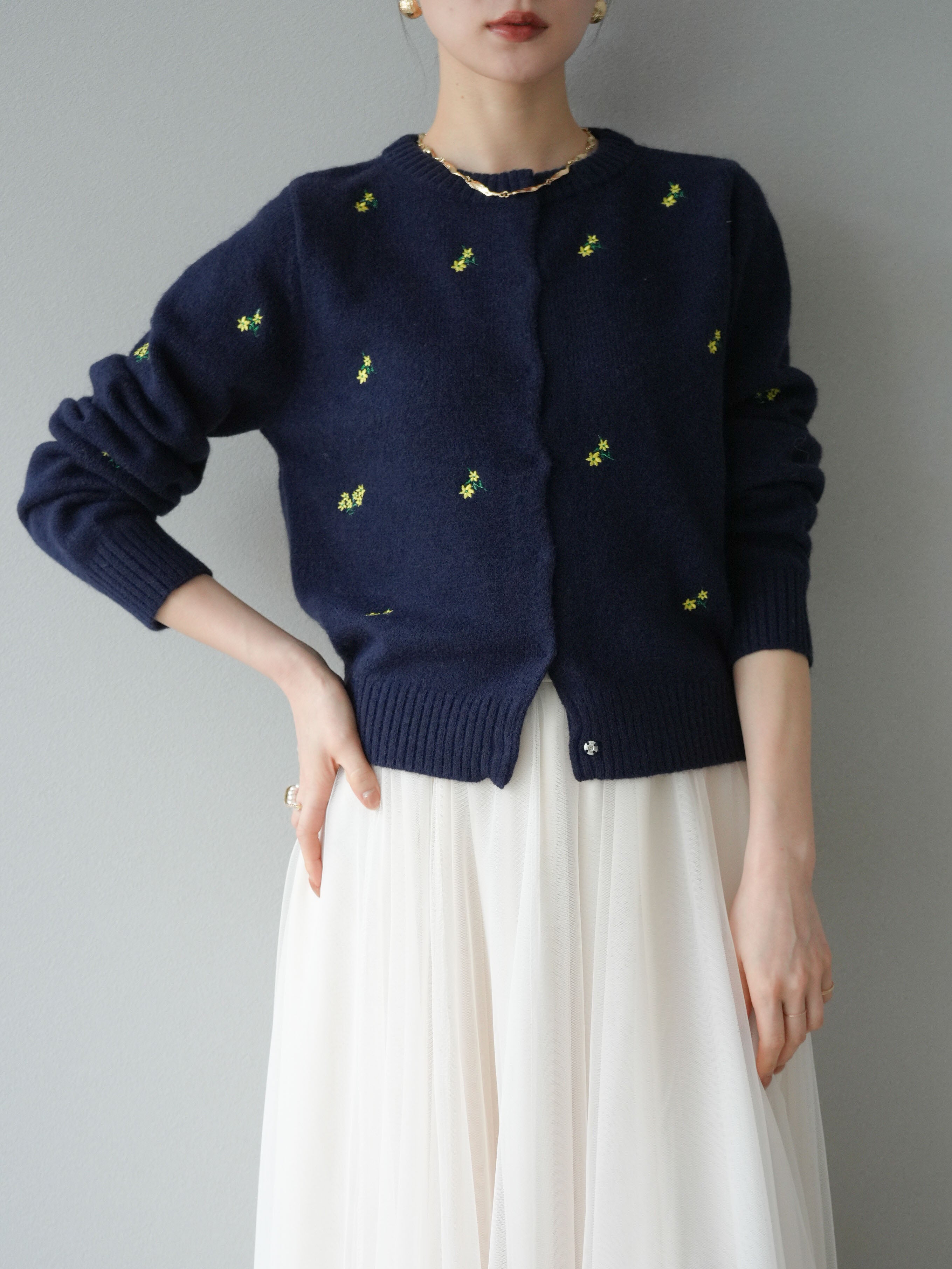 【tttmsw】フラワーカーディガン AURALEE TTT MSW 花柄ニットカーディガン