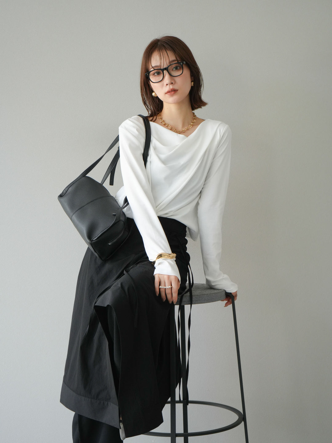 [予約]ドレープデザインカットソー/オフ