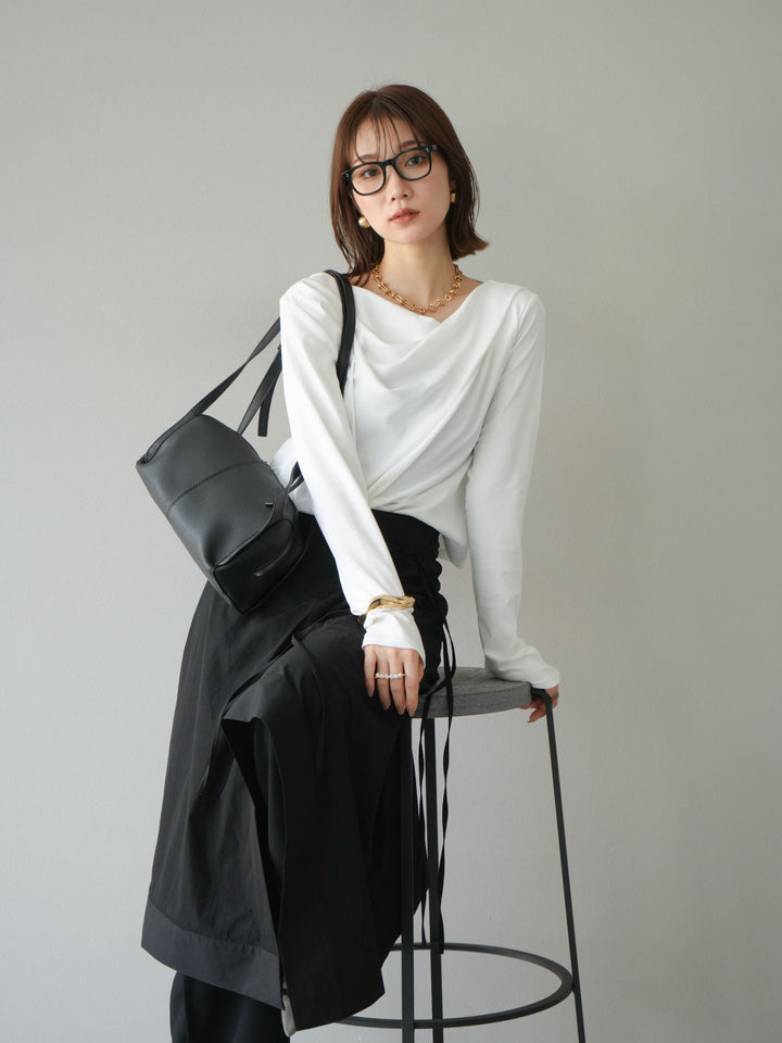 [予約]ドレープデザインカットソー/オフ