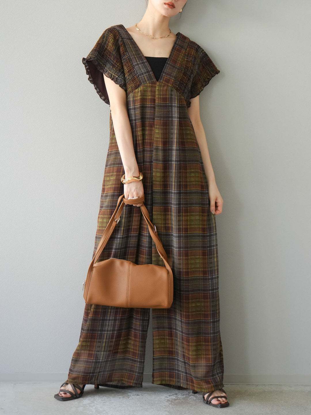 [SET]シアーチェックシャーリングサロペット+シアーチェックシャーリングサロペット(2set)