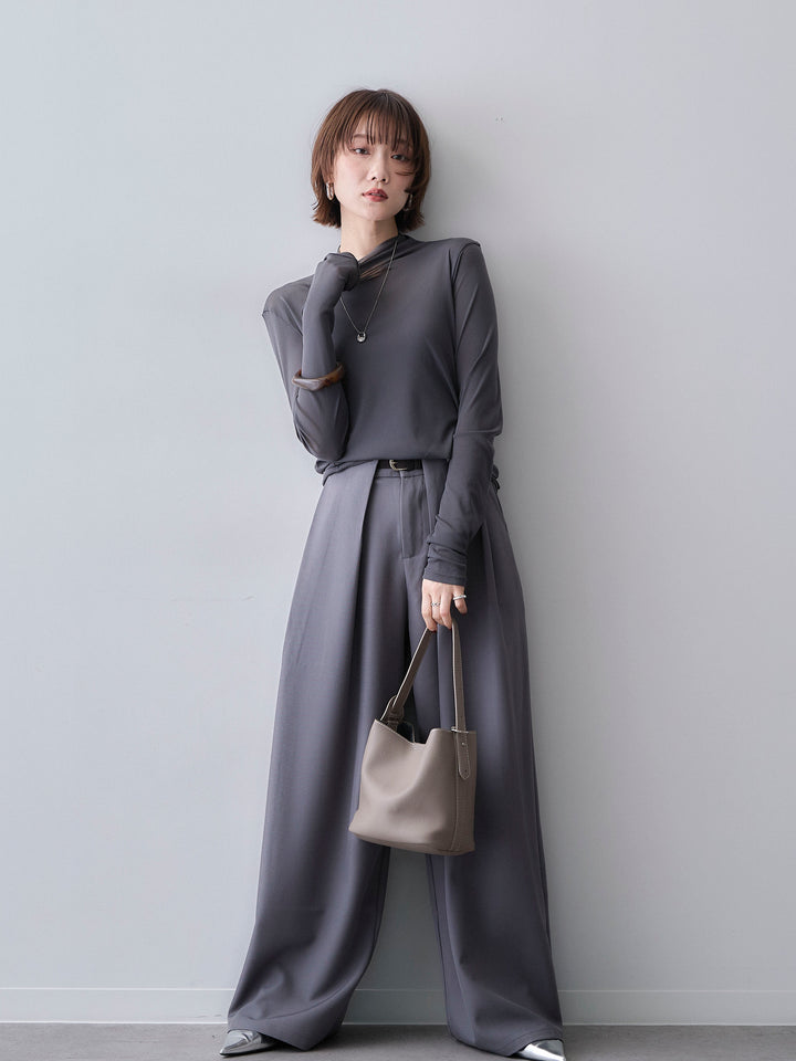 [予約]メッシュボトルネックトップス/darkgray