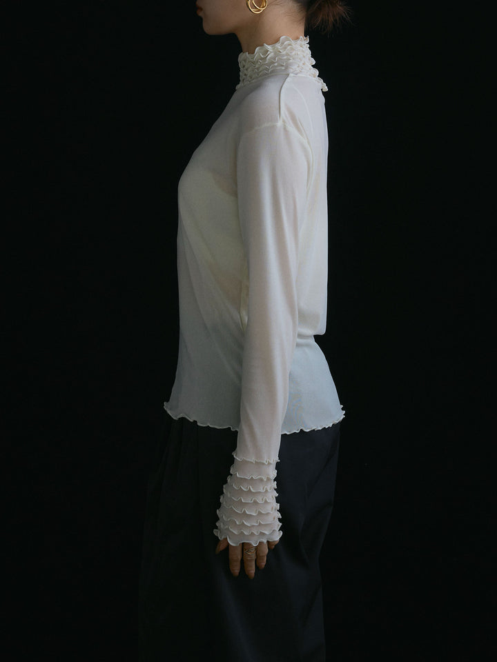 [予約]シアーフリルメロートップス/アイボリー