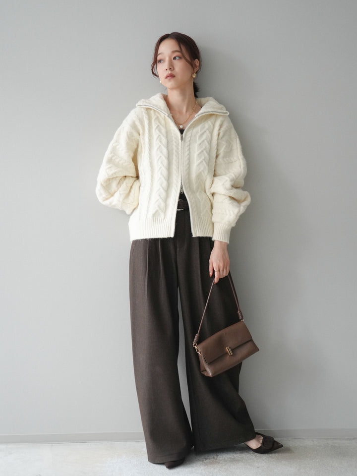 [予約]サイドフリンジワイドデニムパンツ/navy