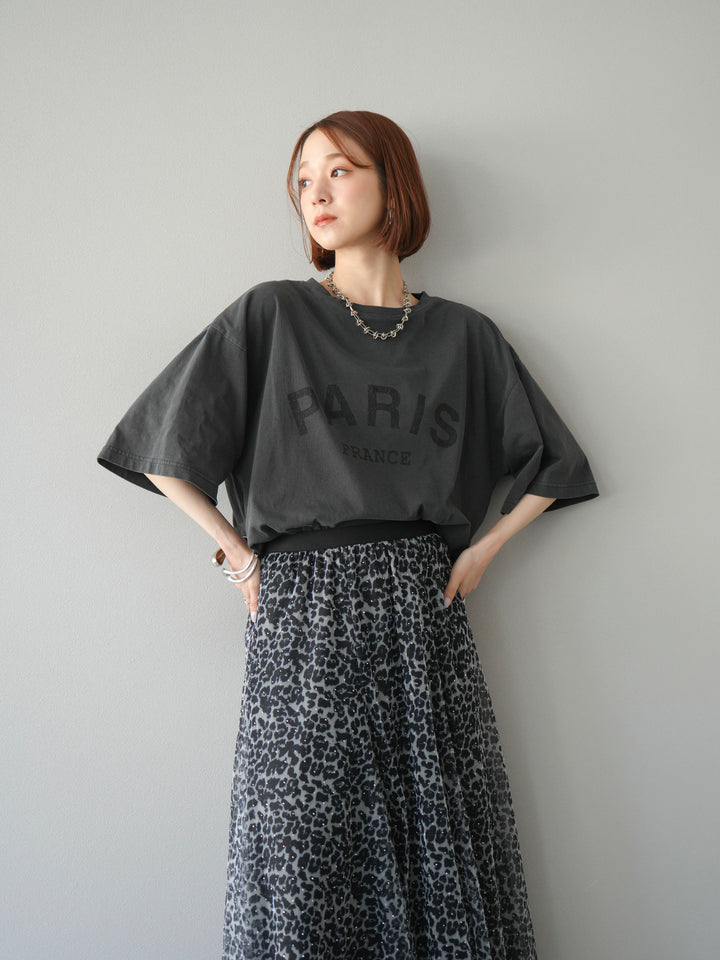 [予約]ピグメントロゴプリントTシャツ/チャコール