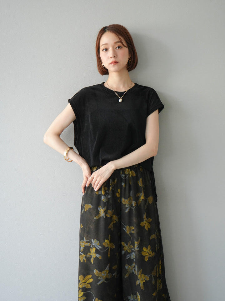 [予約]シアーフロッキーベロアルーズノースリーブTシャツ/ブラック