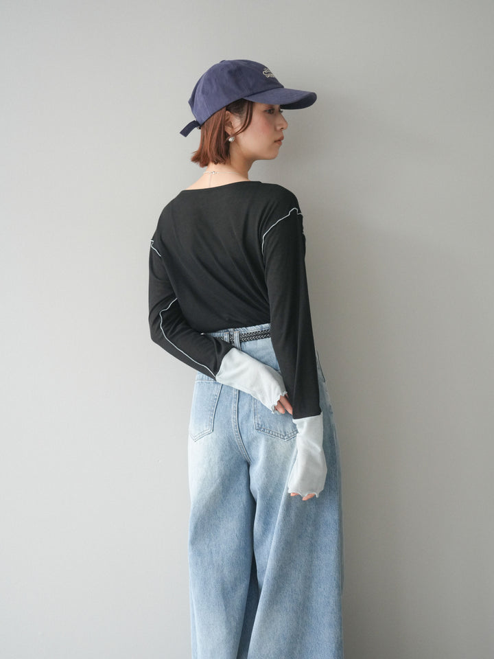 [SET]配色メロウトップス+配色メロウトップス(2set)