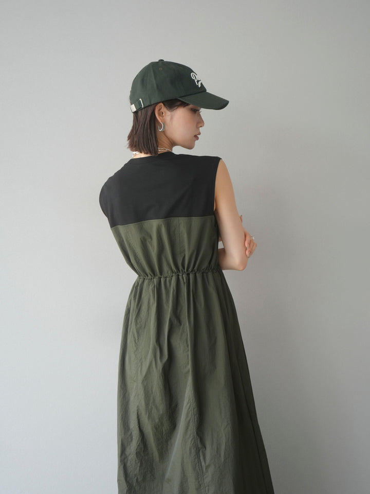 [SET] 剪裁對接尼龍洋裝 + 可選飾品套裝 (2 套)