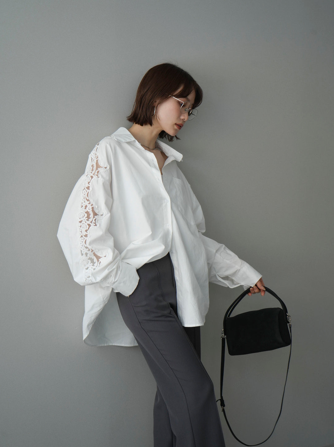 [SET]アームレースブロードシャツ+選べるアクセセット(2set)