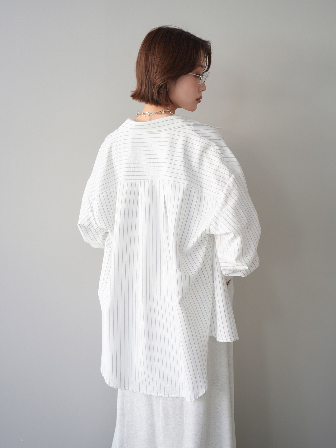 [SET]2WAYカシュクールストライプブラウス+スウェットフレアロングスカート(2set)