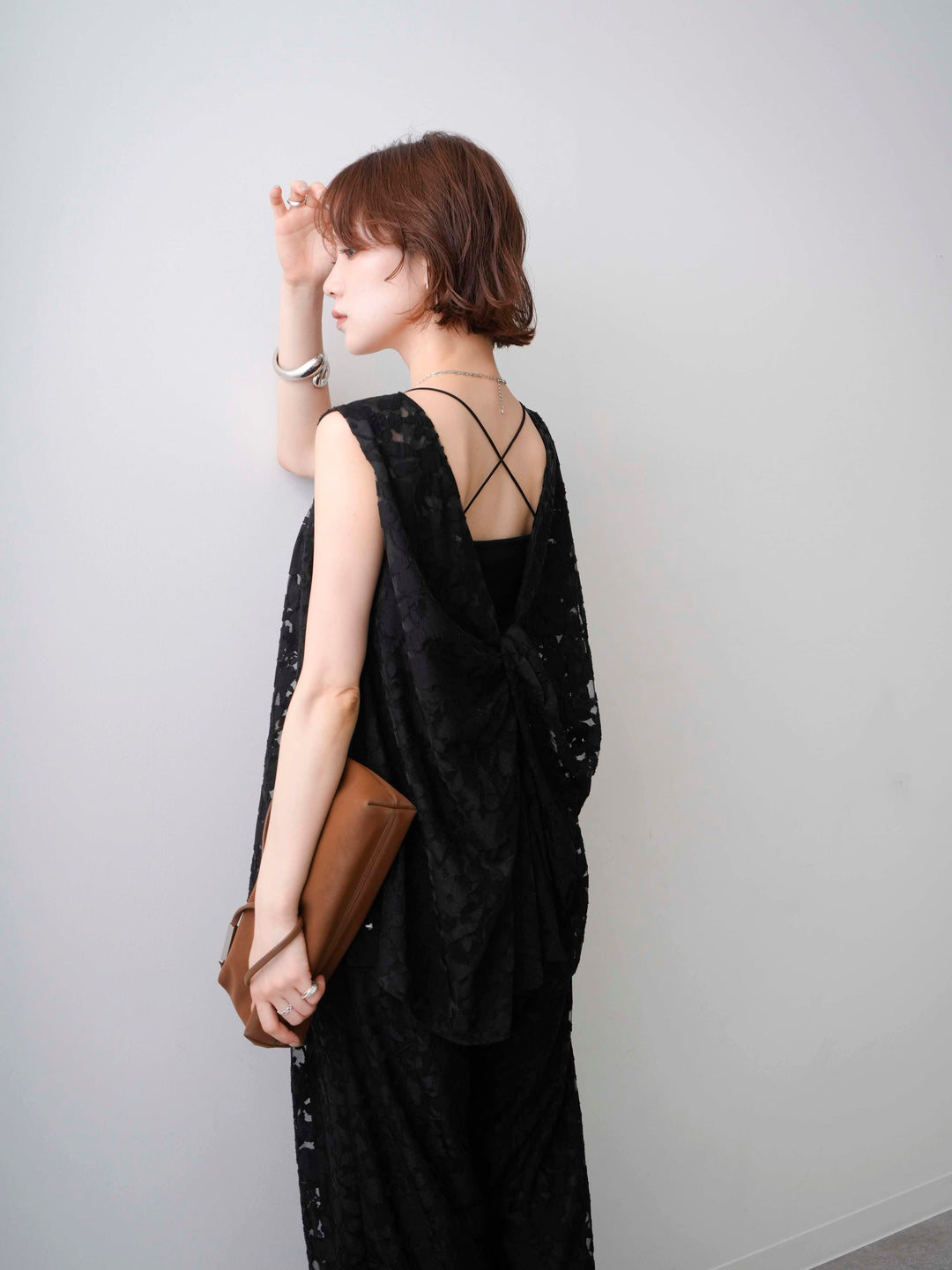 [予約]シアージャガードバックツイストノースリブラウス/black