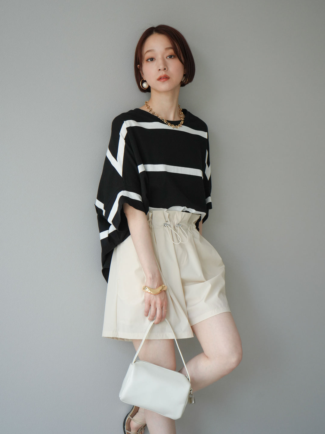 [予約]ボーダードルマンBIG Tシャツ/ブラック✕オフ