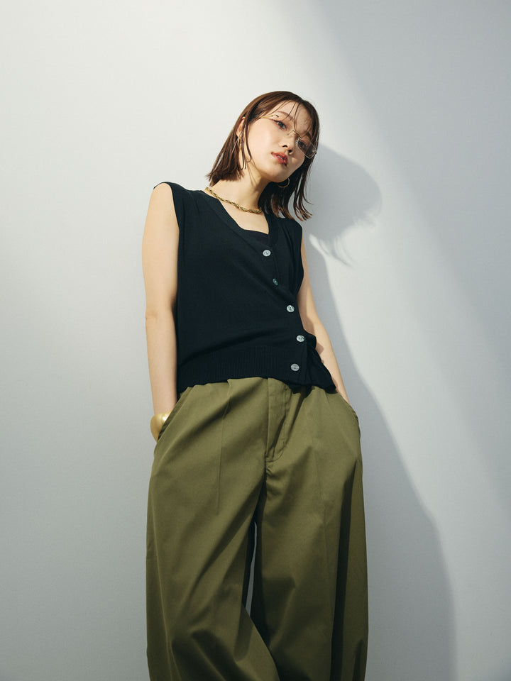 [予約]クールタッチ2WAYデザインニットベスト/ブラック