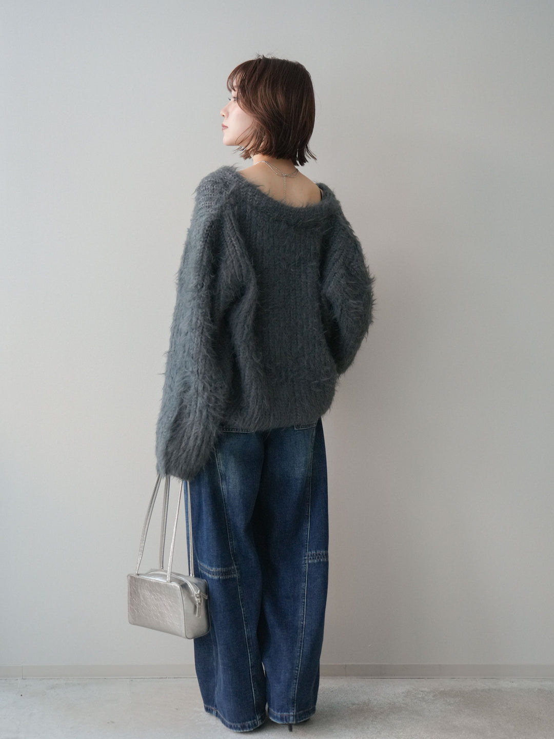 [予約]裏起毛加工デニムカーブパンツ/darkblue