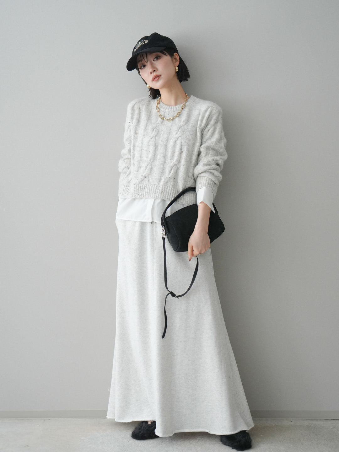 [予約]スウェットフレアロングスカート/oatmeal