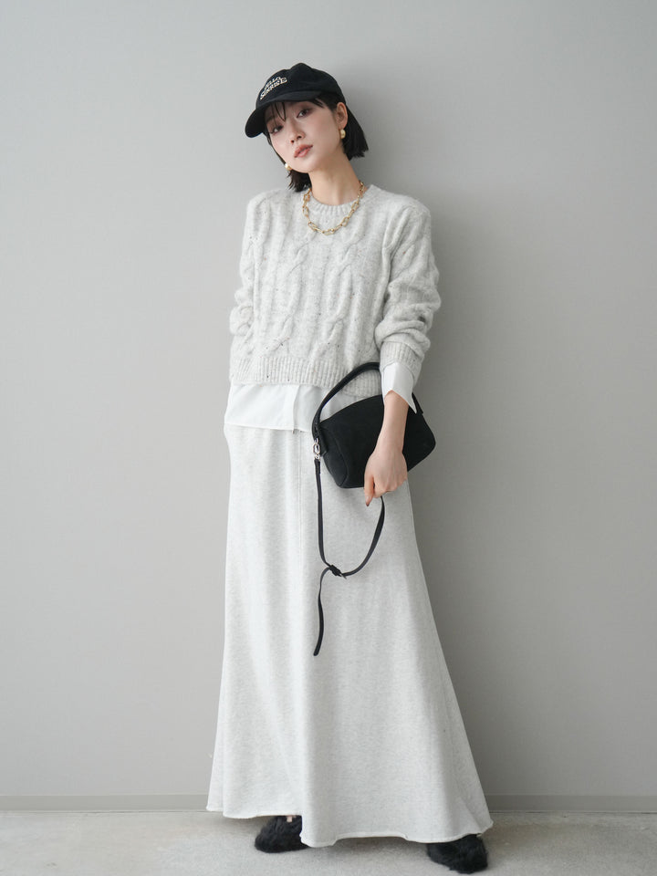 [予約]スウェットフレアロングスカート/oatmeal