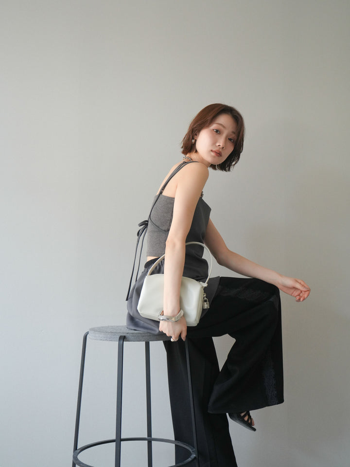 [SET]バックリボンバルーンチュニックキャミ+サイドレースポンチワイドパンツ(2set)