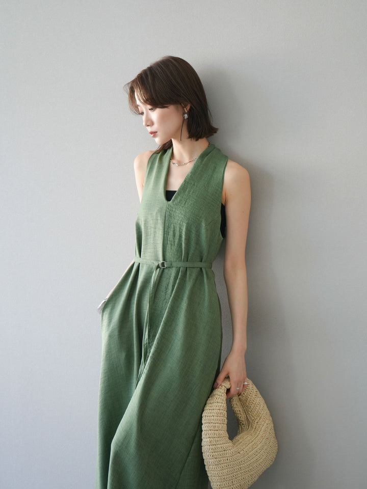 [予約]ループデザインムラ染めワンピース/グリーン