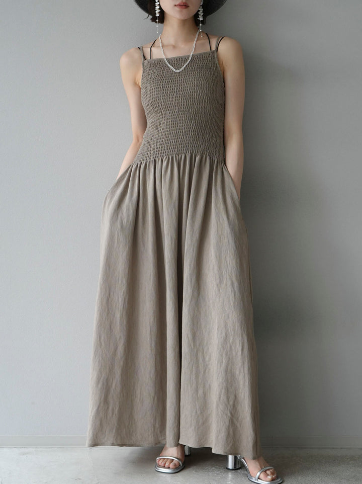 [Pre-order] Gathered Camisole Dress/Khaki