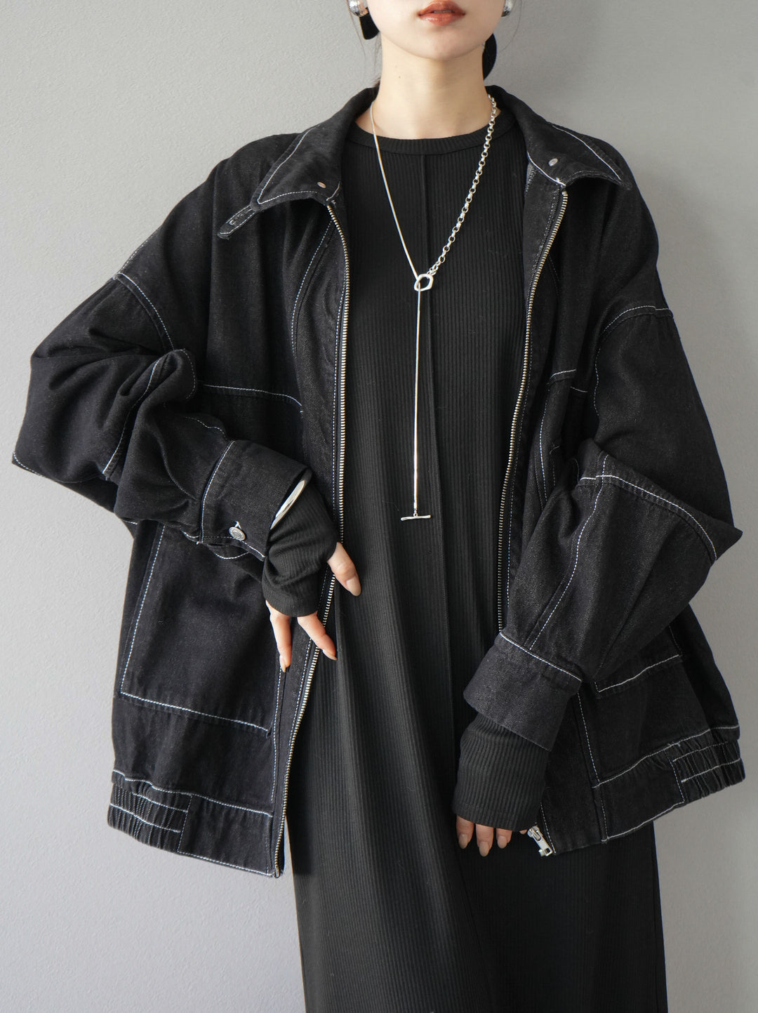 [SET] 鏤空羅紋長袖洋裝+可選配件套裝（2套）