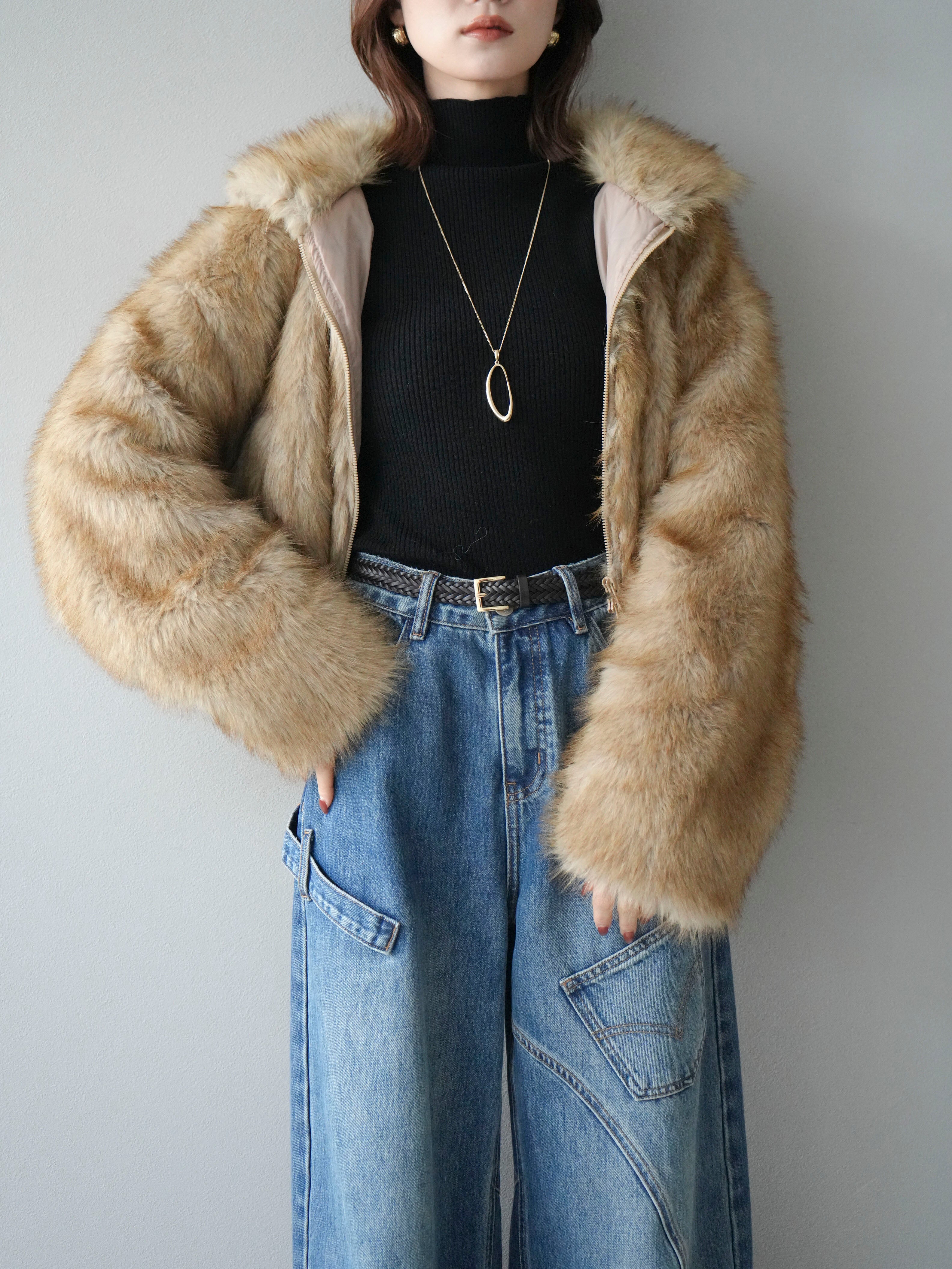 予約]フェイクファーショートZIPジャケット/mix – Lumier