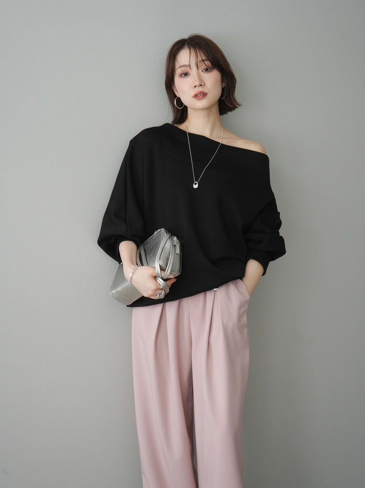 [SET]アシンメトリーオフショルポンチプルオーバー+選べるアクセセット(2set)