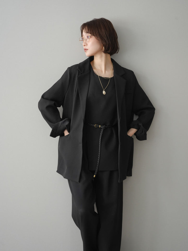 [SET]ベルト付ノースリーブトップス＆ワイドパンツSETUP