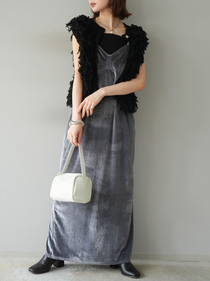 [予約]前開きループニットベスト/ブラック