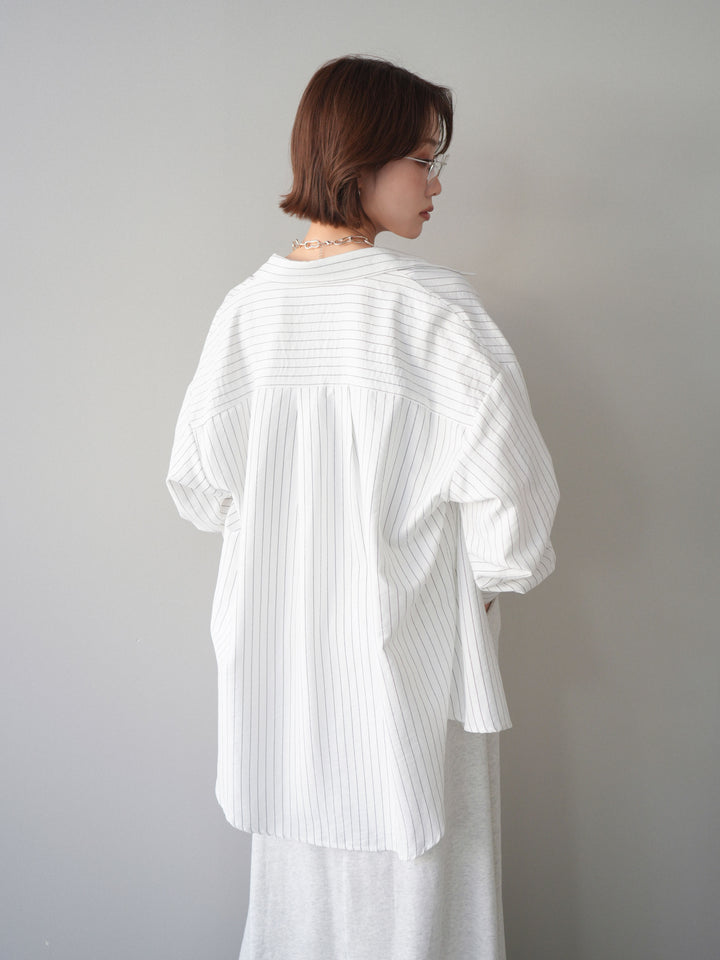 [予約]2WAYカシュクールストライプブラウス/white
