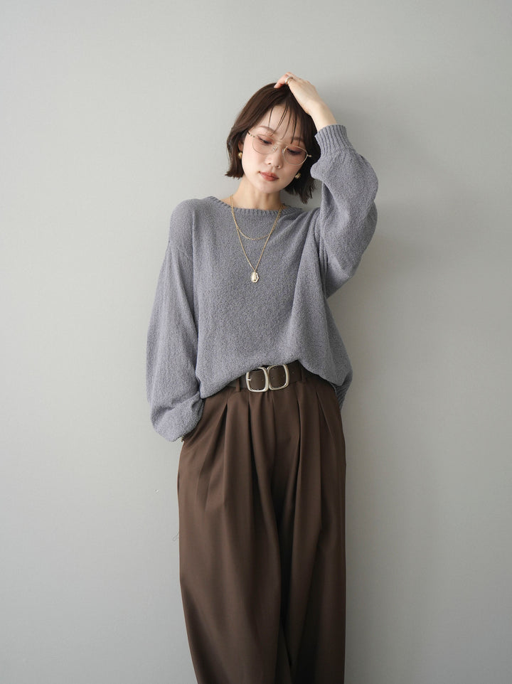 [予約]バックシアーフラワーレースニットプルオーバー/gray