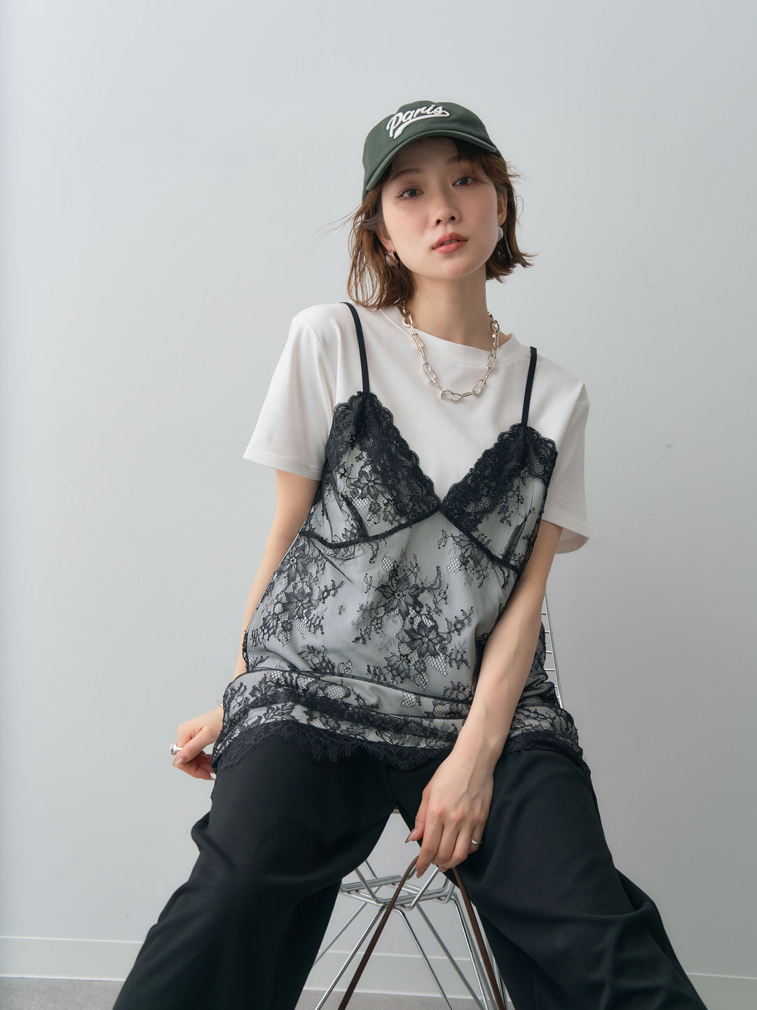 [予約]レースキャミチュニックレイヤードTEE/off