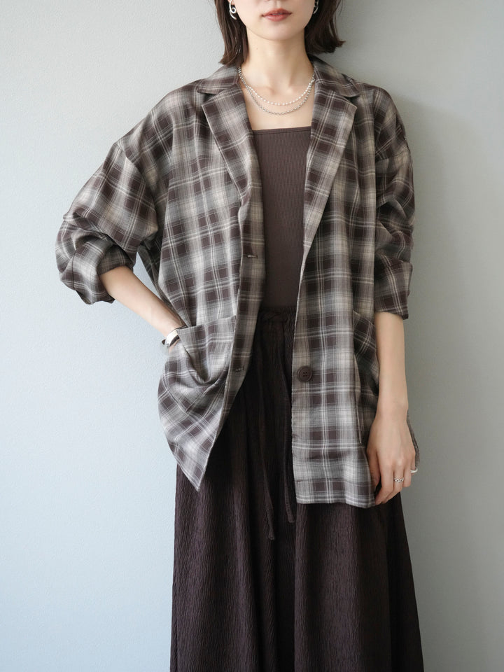 [予約]チェックシャツジャケット/ブラウン