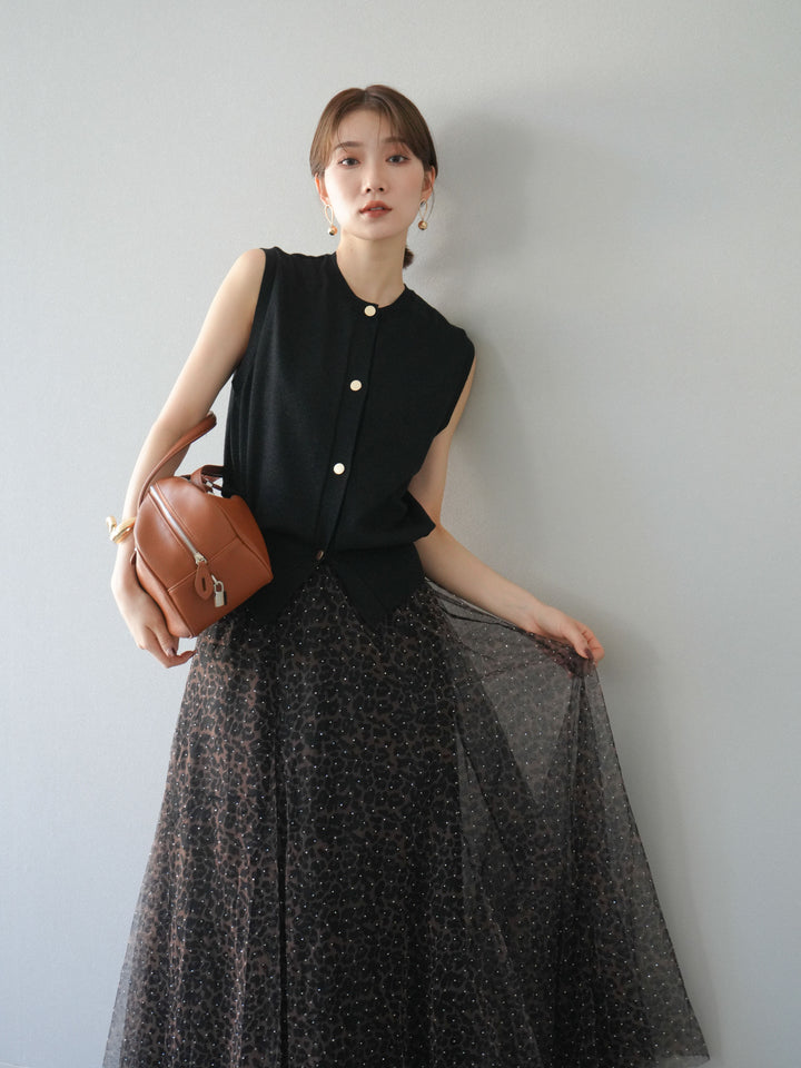 [予約]ラメニットベスト/ブラック