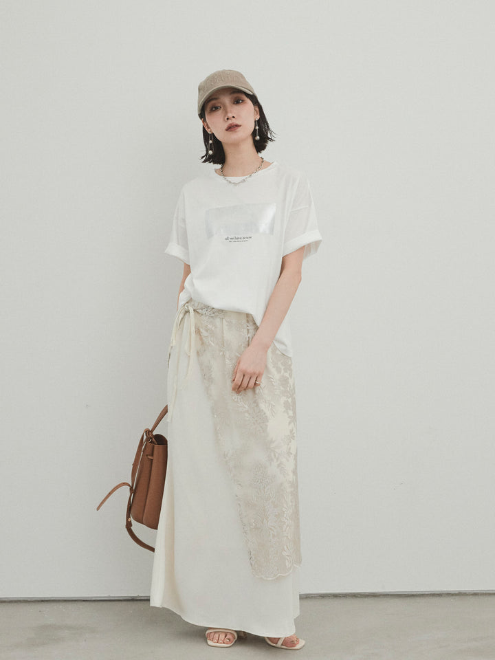 [套裝] 燙金印花乾爽棉質 TEE + 寬鬆窄裙 (2 套)