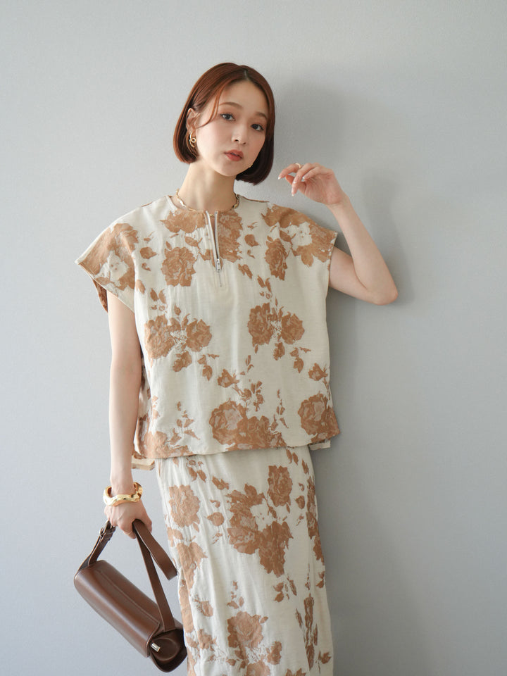 [予約]ジャガードZIPプルオーバー/ベージュ